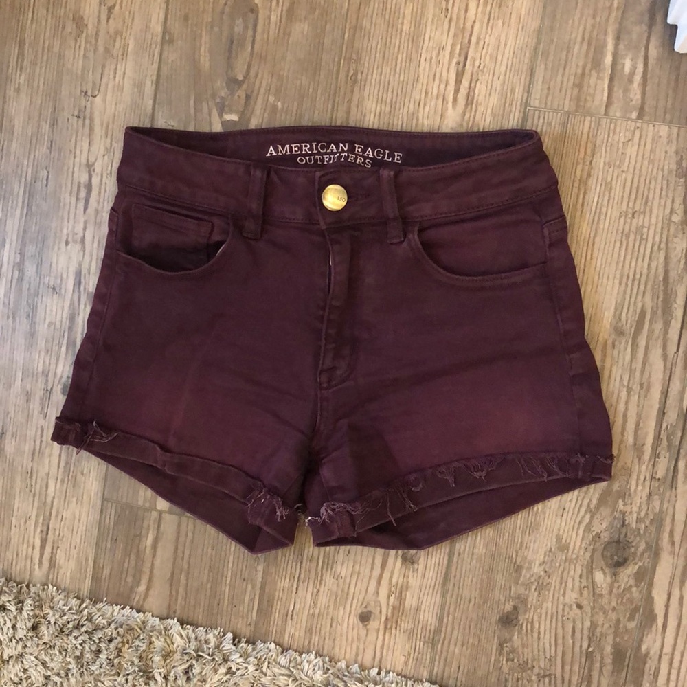 American Eagle Maroon Shorts High Waisted